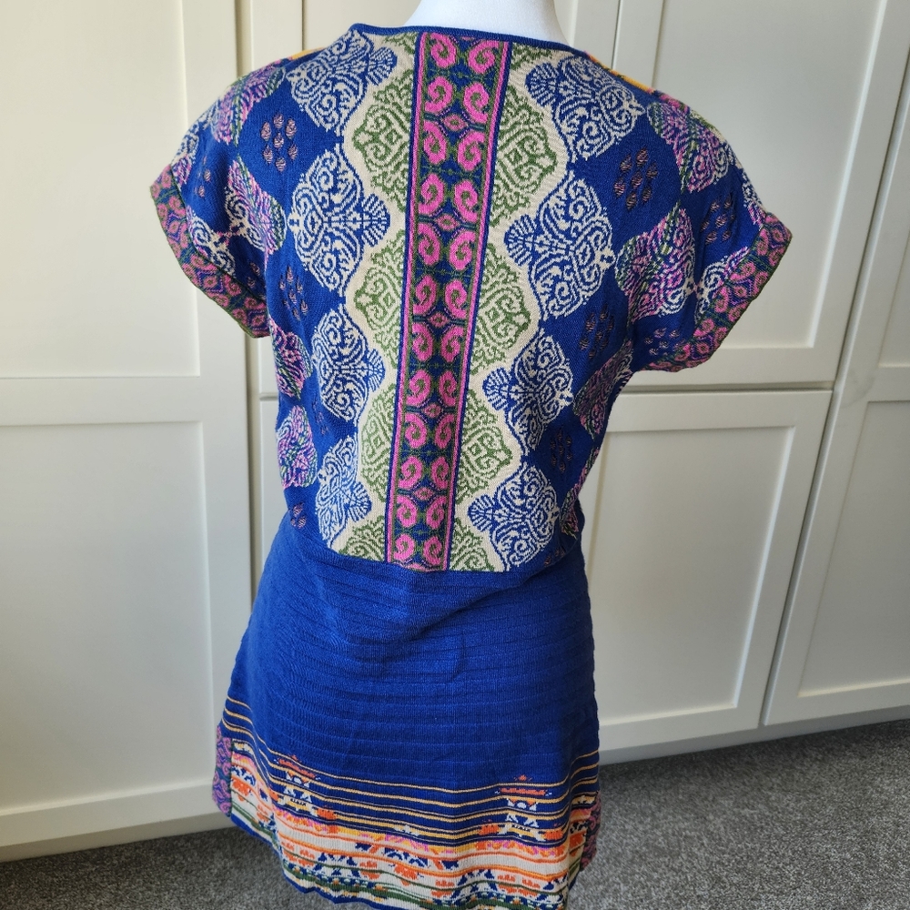 Soft Surroundings Kualoa Tunic Sweater Short Sleeves Printed Colorful Pretty XS - Picture 3 of 16